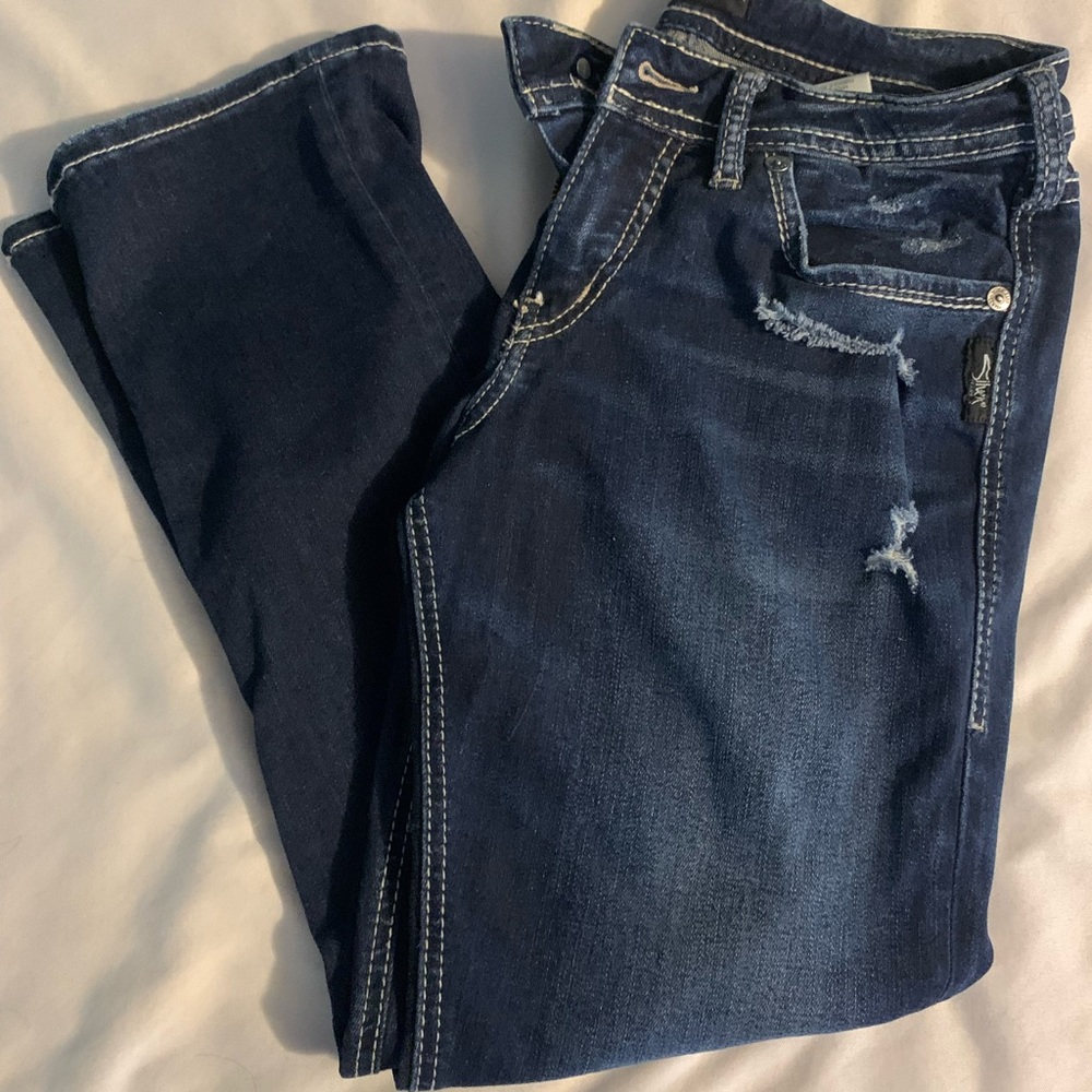 These super cute silver jeans that are size 27/22.5